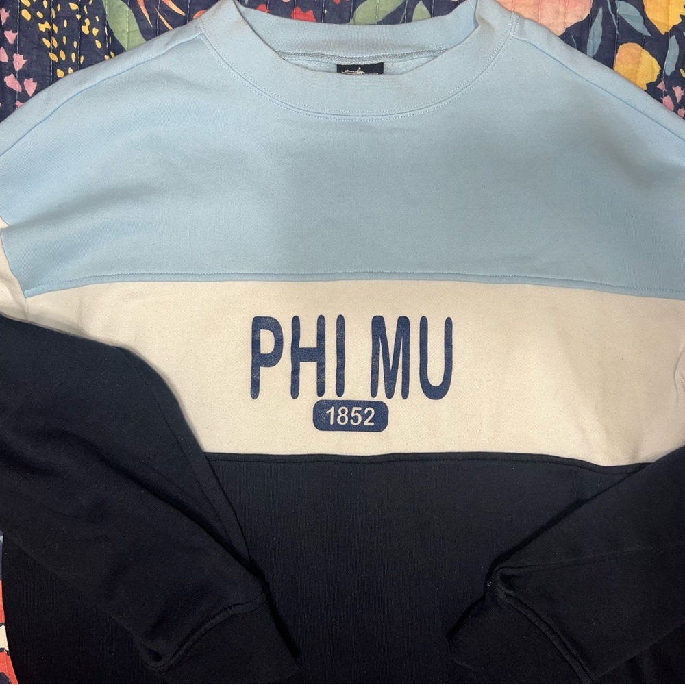 Color block Phi Mu Crewneck Sweatshirt